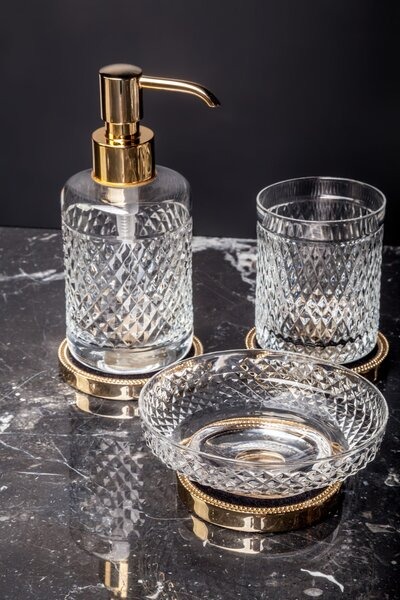 Дозатор жидкого мыла Boheme Murano Cristal настольный, золото, 10228