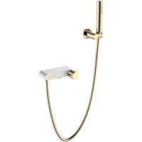Смеситель Boheme Stick 123-WG для ванны и душа, с душевым гарнитуром, White diamond gold