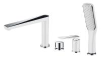Смеситель Boheme Venturo 370-W для ванны на 4 отверстия, белый, хром