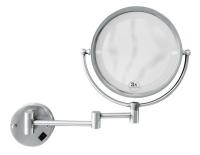 Зеркало Boheme Brillante 505 25 см, с подсветкой, двустороннее, с увеличением, хром