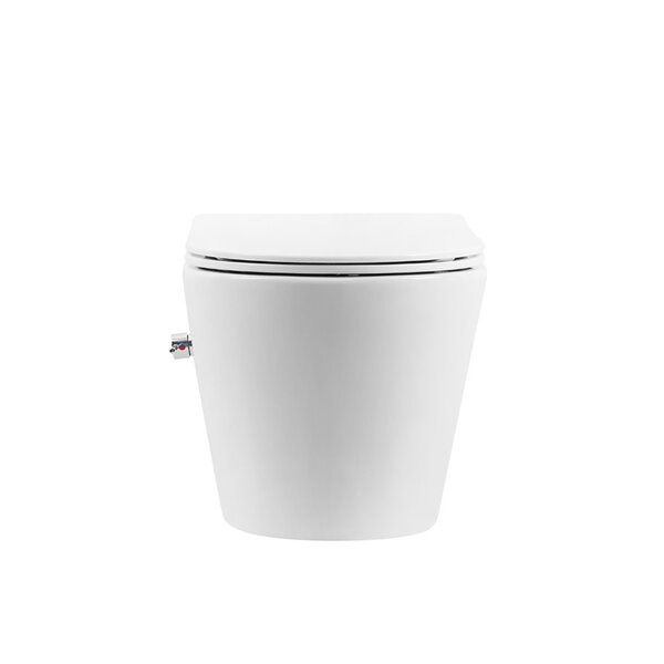 Унитаз подвесной безободковый Boheme Avva 973-SET-2-W с функцией биде, смыв торнадо, цвет белый глянец