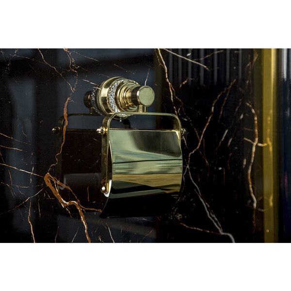 Держатель туалетной бумаги с крышкой Boheme Aura 10241-G, золото
