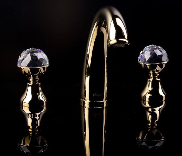 Смеситель для раковины на 3 отверстия Boheme Imperiale 337 Presente, золото