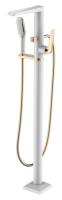 Смеситель для ванны напольный Boheme Venturo 389-W, белый, золото
