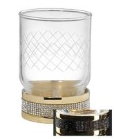 Стакан для зубных щеток Boheme Royal Cristal 10931-G-B настольный, золото, черные кристаллы