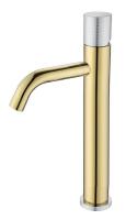 Смеситель Boheme Stick 122-GCR.2 для раковины высокий, золото, хром (gold touch chrome)