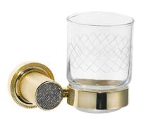 Стакан для зубных щеток Boheme Royal Cristal 10924-G-B, золото, черные кристаллы