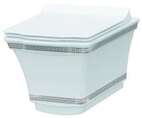 Унитаз подвесной безободковый Boheme Hermitage 951-CR Chrome с узором, белый, хром