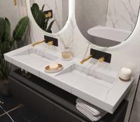 Столешница моноблок FLAT CALACATTA (1410*452*80) 859-140-CLCT CALACATTA