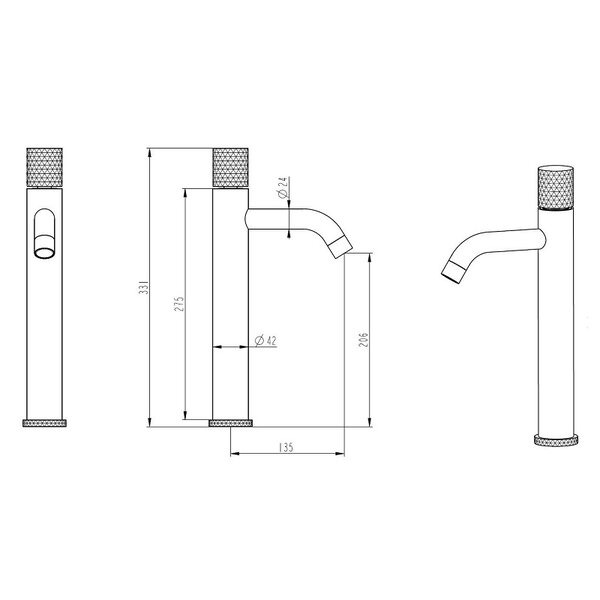 Смеситель для раковины Boheme Stick 122-G-MR-BLACK, золото