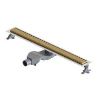 Душевой трап (лоток) Boheme Premium Linear, 80 см, в комплекте с решеткой под плитку, цвет матовое золото, 982-80-MG