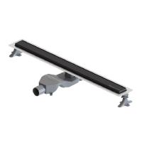 Душевой трап (лоток) Boheme Premium Linear, 60 см, в комплекте с решеткой под плитку, цвет черный, 982-60-B