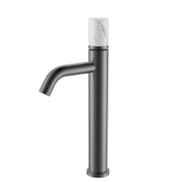 Смеситель для раковины высокий Boheme Stick MRAMOR WHITE 122-SGM-MR-W вороненая сталь глянец