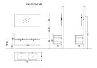 Тумба без раковины Vallessi 140*46cm DARK OAK 4 полки 837-140-D DARK OAK