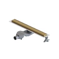 Душевой трап (лоток) Boheme Premium Linear, 60 см, в комплекте с решеткой под плитку, цвет матовое золото, 982-60-MG