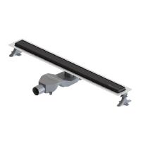 Душевой трап (лоток) Boheme Premium Linear, 80 см, в комплекте с решеткой под плитку, цвет черный, 982-80-B