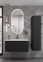 OVALE 1 полка рифленая 100CM АНТРАЦИТ тумба + раковина OV1110101-100 вороненая сталь