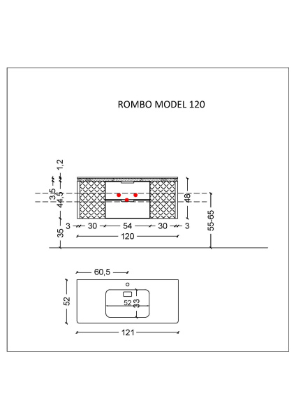 Тумба ROMBO 120cm Белый матовый/золото 777-120-WG белый