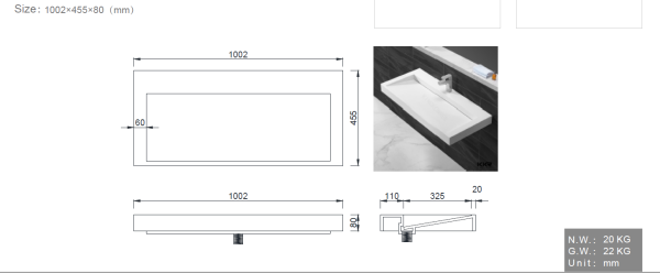 Столешница моноблок FLAT 100см 859-100 белый