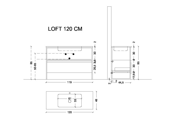 Ящик под консоль LOFT 120 dark wood 1 полка 894-120-D DARK OAK