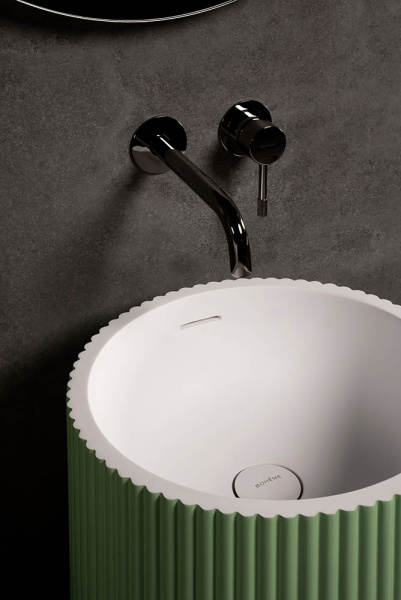 Раковина напольная рифленая Corian 480*480*850 MINT (мятный) 801-Torre-MT