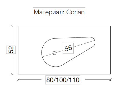 Столешница Corian Drop 111cm 858-110 белый