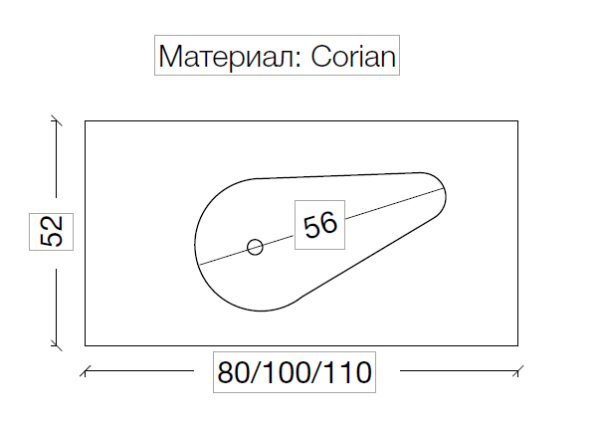 Столешница Corian Drop 101cm 858-100 белый