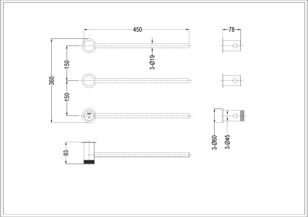 Полотенцесушитель Boheme Stick дополнительный элемент 727-extra-B черный