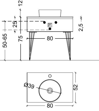 Консоль Armadi Art Lucido 80 см Глянцевый Чёрный 770-080-B черный