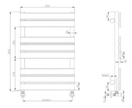 Полотенцесушитель водяной Boheme Venturo 80 x 50 см, ширина 55 см, высота 80 см, хром, 720-CR