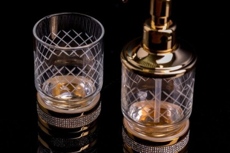 Стакан для зубных щеток Boheme Royal Cristal 10931-BR-B настольный, бронза, черные кристаллы