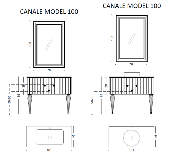 Тумба Armadi Art Canale 100 черная + Хром 843-100-BCR черный