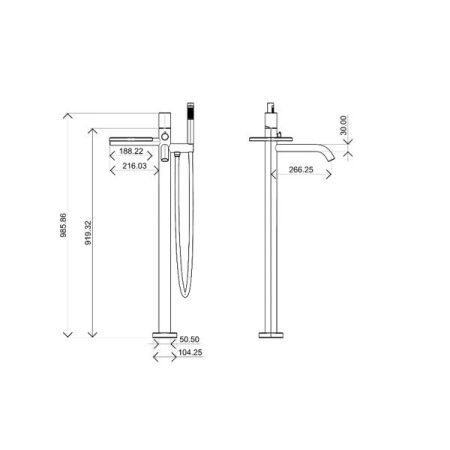 Смеситель Boheme Stick 129-MG.4 для ванны и душа, с душевым гарнитуром, matt gold