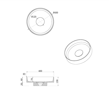 Раковина накладная рифленая SOLE Corian 400*130 Calacatta 801-R-CLCT CALACATTA