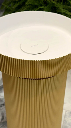 Раковина накладная рифленая SOLE Corian 400*130 + Пьедестал для раковины рифленый Corian 300*720 801-R-G+801-Base-R-G золото