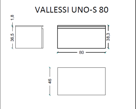 Ящик под столешницу 80см АНТРАЦИТ мат. Armadi Art Vallessi UNO-S 897-080-A mat антрацит