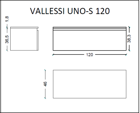 Ящик под столешницу 120см АНТРАЦИТ глянец Armadi Art Vallessi UNO-S 897-120-A glossy антрацит