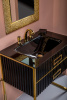 Тумба Armadi Art Monaco 80см h84см черная глянец + золото под раковину моноблок 866-080-BG черный