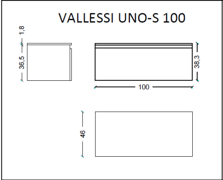 Ящик под столешницу 100см WHITE глянец Armadi Art Vallessi UNO-S 897-100-W белый глянец