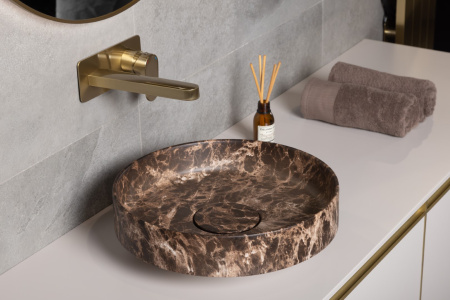 Раковина Boheme Corian 801-ED, 40 см накладная, цвет коричневый