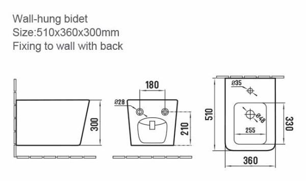 Биде подвесное Boheme Zen глянец белый 967-BIDET-W белый глянец