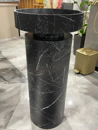 Раковина накладная рифленая SOLE Corian 400*130 Nero Marquina 801-R-NM