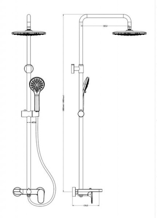 Душевая стойка Boheme Spectre 458-CR для ванны, верхний душ, ручной душ, хром