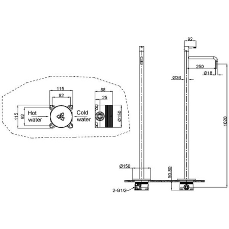 Смеситель для раковины Boheme Uno 107-MW, напольный, цвет белый матовый