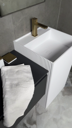 Раковина напольная рифленая Cube Corian 480*480*850 Matt White 802-R-MW белый