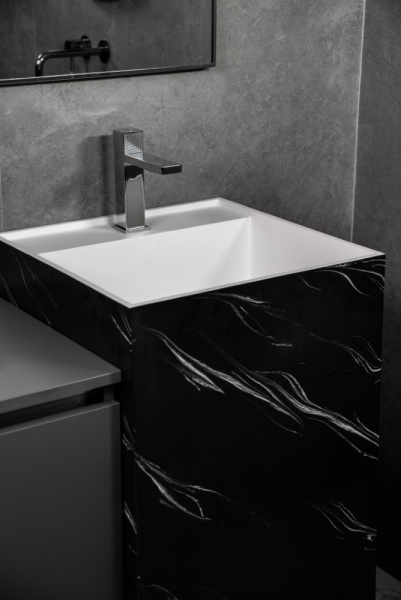 Раковина напольная Cube Corian 480*480*850 Nero Marquina 802-NM