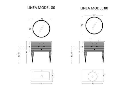 Тумба Armadi Art Linea 80 белая+Золото 842-080-WG белый